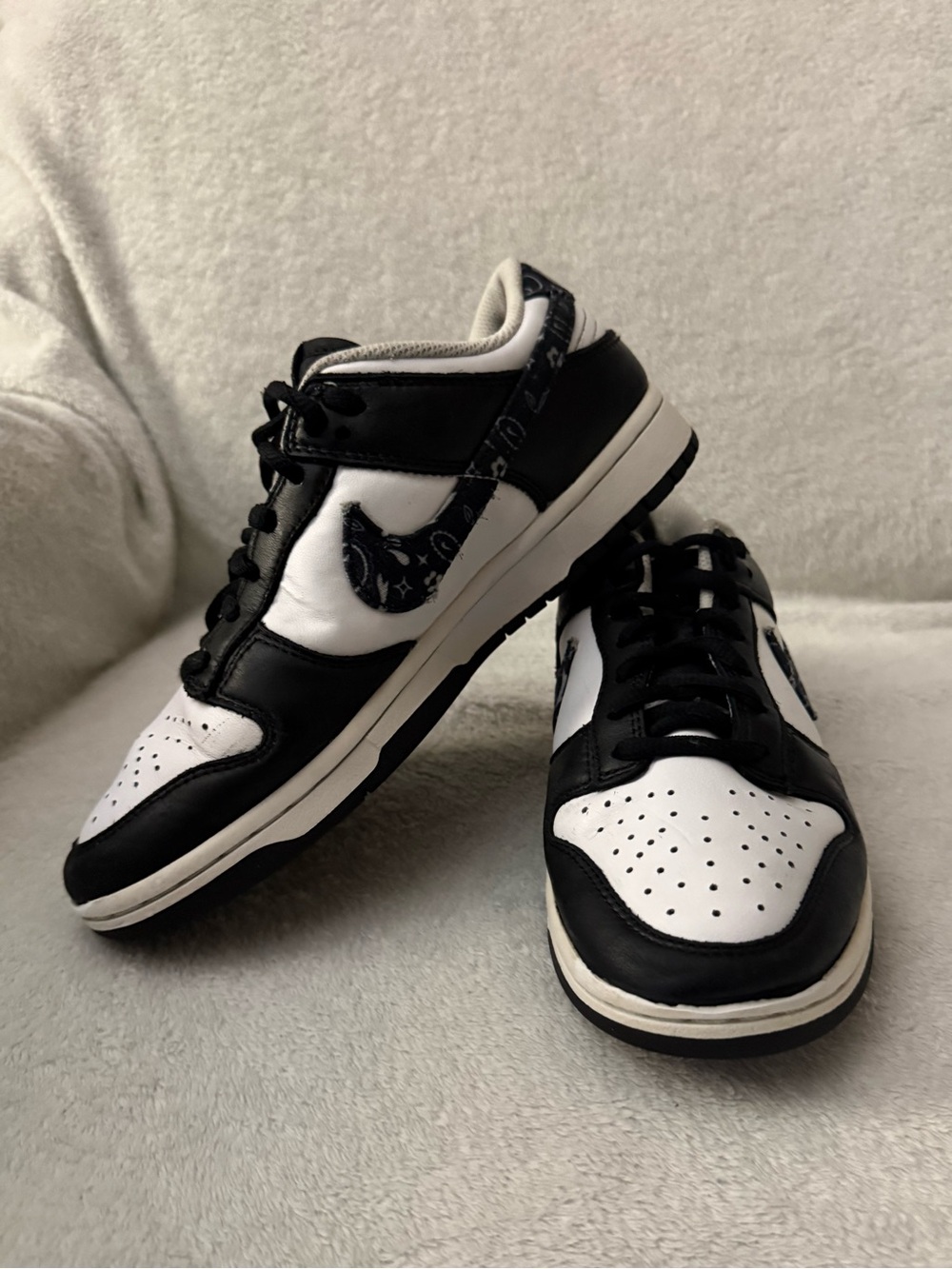 Nike Dunk Low Paisley Sneakers- Black & White